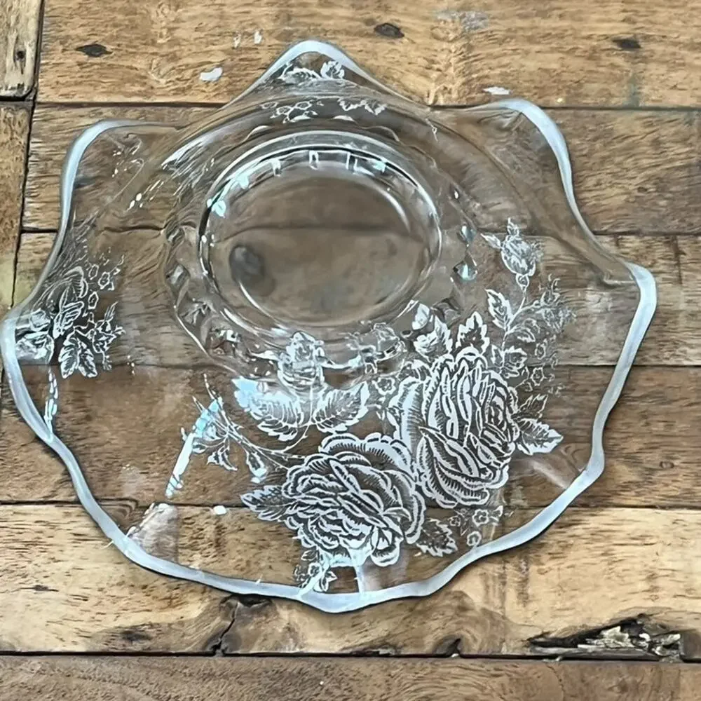 VTG Silver City Glass Co. Scalloped Edge Bowl 8